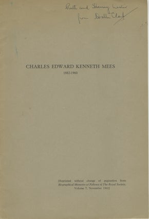 Item #29081 CHARLES EDWARD KENNETH MEES, 1882-1960. MEES, Walter Clark