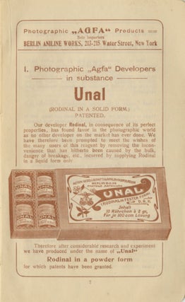 "AGFA" HANDBOOK ON THE PHOTOGRAPHIC PRODUCTS OF THE ACTIEN-GESELLSCHAFT FÜR ANILIN-FABRIKATION BERLIN, GERMANY