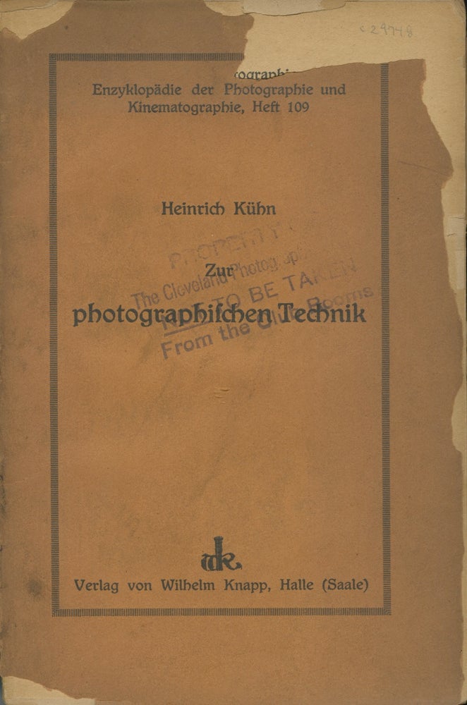 Item #29748 ZUR PHOTOGRAPHISCHEN TECHNIK. Heinrich Kühn.