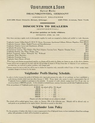 CATALOGUE OF LENSES, CAMERAS, BINOCULARS AND OPERA GLASSES, 1915-1916