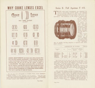 A CATALOG OF COOKE ANASTIGMATS FOR FINE PHOTOGRAPHY, WITH "HELPS TO PHOTOGRAPHERS"
