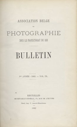 Item #29858 BULLETIN: ASSOCIATION BELGE DE PHOTOGRAPHIE SOUS LE PROTECTORAT DU ROI