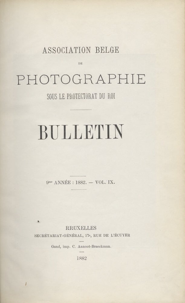 Item #29858 BULLETIN: ASSOCIATION BELGE DE PHOTOGRAPHIE SOUS LE PROTECTORAT DU ROI