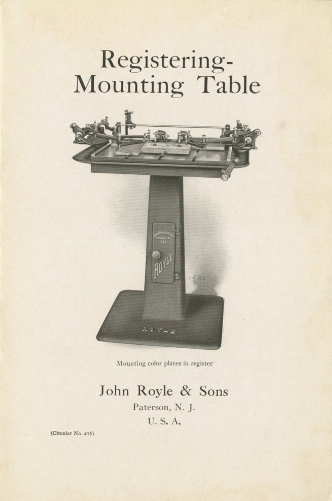 Item #29883 REGISTERING - MOUNTING TABLE. John Royle, Sons.
