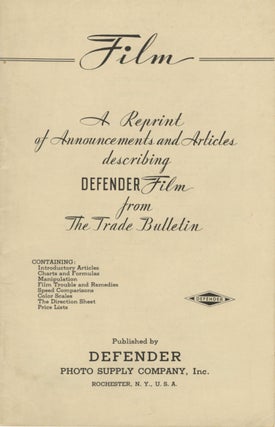 Item #29981 FILM: A REPRINT OF ANNOUNCEMENTS AND ARTICLES DESCRIBING DEFENDER FILM FROM THE...