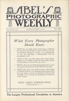 Item #31059 ABEL'S PHOTOGRAPHIC WEEKLY:. Charles Abel