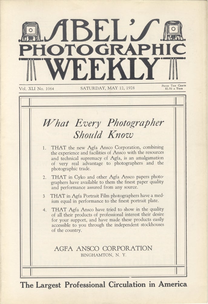 Item #31059 ABEL'S PHOTOGRAPHIC WEEKLY:. Charles Abel.