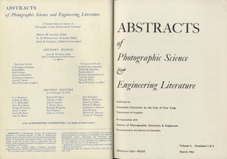 Item #31087 ABSTRACTS OF PHOTOGRAPHIC SCIENCE AND ENGINEERING LITERATURE. Henry M. Lester