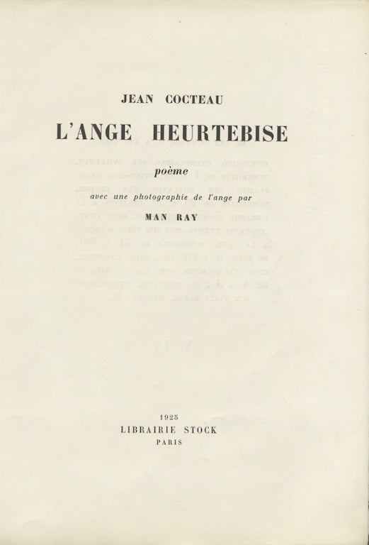 Item #31775 L'ANGE HEURTEBISE. MAN RAY, Jean Cocteau.