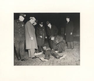 Item #51182 SPOT MURDER AT W 37TH ST, BETWEEN 11 - 12TH AVES. Weegee Fellig, pseud. of Arthur...