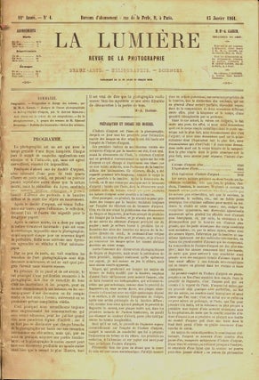 LA LUMIÈRE. REVUE DE LA PHOTOGRAPHIE, BEAUX-ARTS - HÉLIOGRAPHIE - SCIENCES.