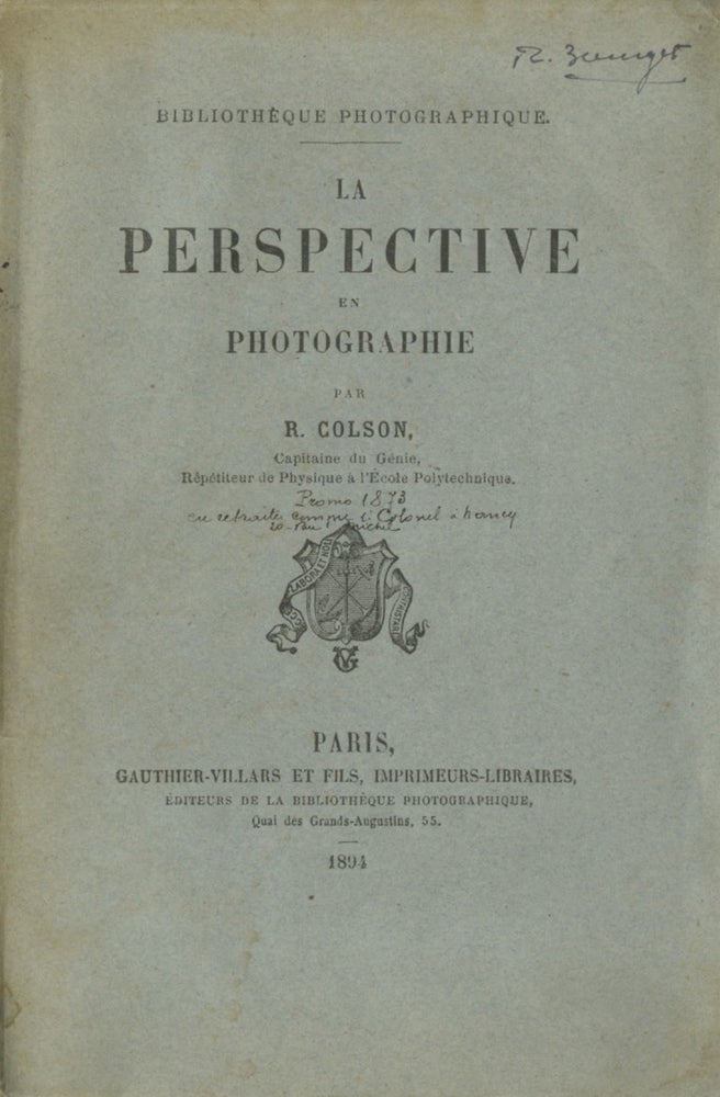 Item #53637 LA PERSPECTIVE EN PHOTOGRAPHIE. R. Colson, René.