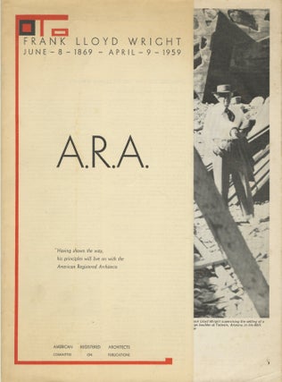 Item #54142 FRANK LLOYD WRIGHT, JUNE 8, 1869 - APRIL 9, 1959. John Lloyd Wright