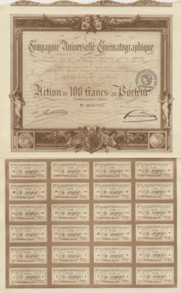 Item #54420 ARCHIVE OF 20 STOCK CERTIFICATES FOR FRENCH, BELGIAN AND DUTCH CINEMATIC COMPANIES....