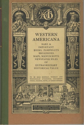 Item #54437 WESTERN AMERICANA:. WRIGHT HOWES, Corp Author Anderson Galleries